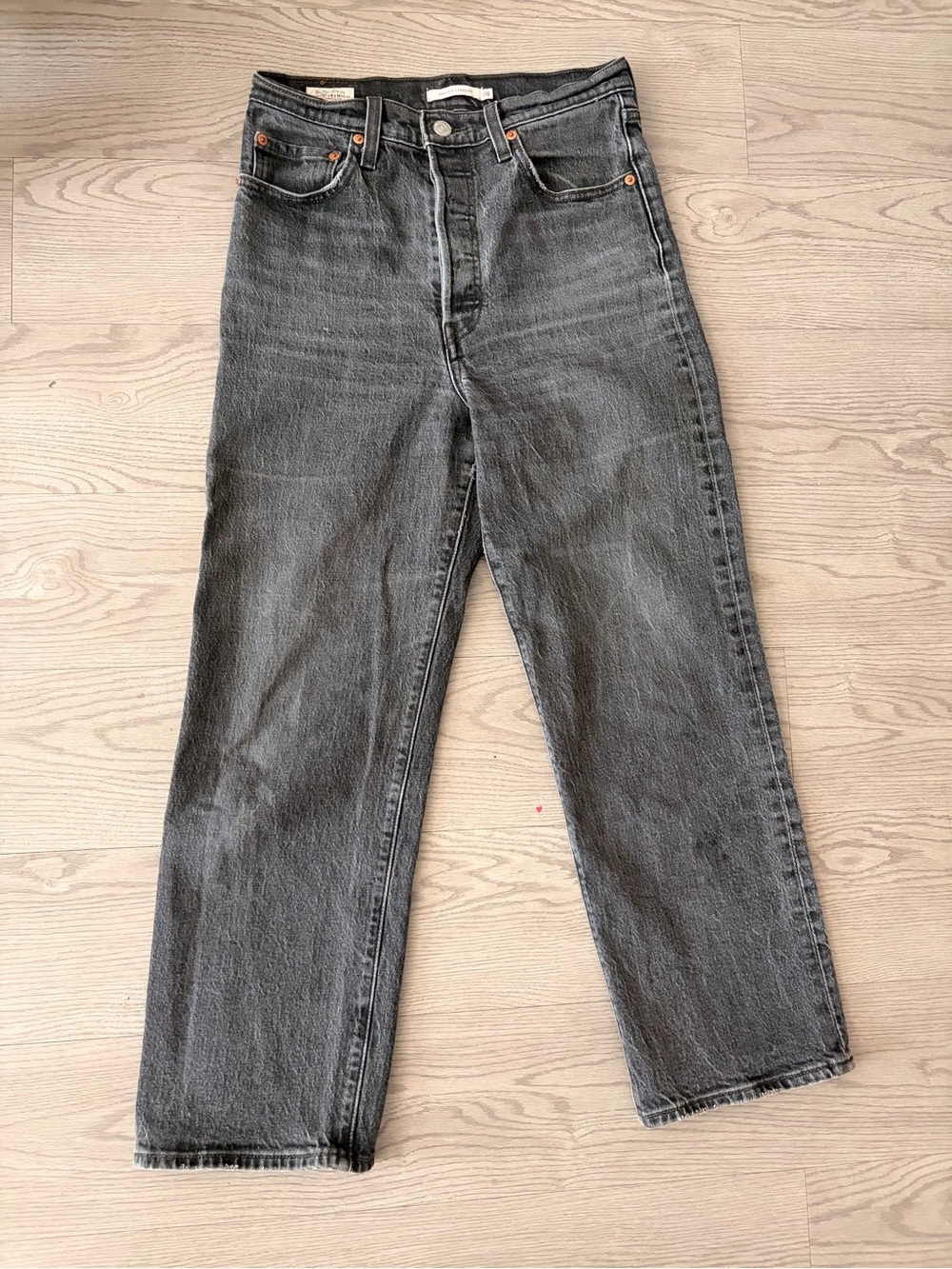 Washed Black Ribcage Ankle Jeans W28 x 27